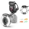 NEEWER RF1-C Ring Flash Marco per Canon, Luce Flash Anulare E-TTL 76Ws 5600K con GN15, Sync sulla Tendina Anteriore/Posteriore, Gel Colorati, Anelli Adattatori Lenti per Fotografia Macro e Primo Piano