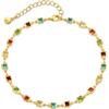 ankbrats 18K Gold Plated Anklet for Women, Waterproof Multicolor Crystal Beaded Ankle Bracelet,Adjustable Double Foot Chain Beach Jewelry Gift for Girls