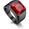 Bandmax Anello Uomo Donna in Acciaio Inossidabile, Anello Nero Uomo con Pietra Rubino, Anello Misura 30 Circonferenza 69.7mm, Confezione Regalo