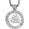 Bandmax Vichinga Collana Uomo Acciaio, Rotondo Amuleto Portafortuna Ciondoli per Collane, Argento/Nero Collane Uomo Donne Gioielli di Moda, 55+5 Catena Regolabile Lunghezza, Stile Punk Gotico Rock