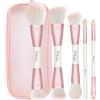 START MAKERS Pennello Fondotinta Start Maker 5 Pezzi Pennelli Make up, 9-in-5 Doppia estremità Pennelli Trucco per Founotinta, Correttore, Blush, Cipria, Ombretto Contouring Viso Pennello per Liquidi Crema Polvere