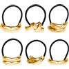 Dreamark 6 Pezzi Elastici per Capelli in Metallo Oro, Fasce Elastiche Eleganti con Design Geometrico, Elastico Capelli,Accessori per capelli, Fermacapelli Dorati per Donne e Ragazze