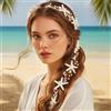Atigy Fascia per capelli da sposa con stelle marine e perle argentate, per la spiaggia, per donne (oro rosa, taglia unica)