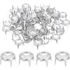 QUARKZMAN 80pz Borchie Strass, 10mm Piedini Borse Rivetti Decorativi Rotondi Perline Cristallo Punk per Fai Da Te Pelle Tessuto Vestiti Cinture Zaini Accessori Artigianato, Argento/Bianco