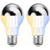 ledscom.de 2 pezzi E27 lampadina LED, A60, bianco caldo - bianco freddo (2700-7000 K), 4,8 W, 486lm, Smart Home, WLAN, Alexa, specchio per la testa (argento)