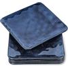 vicrays Set di 6 piatti quadrati in ceramica, grandi piatti piani in porcellana, 25,4 cm, per bistecca, pasta, pizza, forno a microonde e lavastoviglie, blu