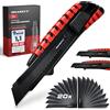 HASKYY Coltello da taglio universale professionale Set 3 pezzi incl. 20 lame in acciaio SK5 ad alto tenore di carbonio da 18 mm, impugnatura ergonomica antiscivolo, rompi lama