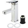 Drhomeam Rubinetto del bagno Singolo Foro In Acciaio Bagno Cucina Lavandino Rubinetto Miscelatore Rubinetto Singolo Maniglia Quadrato Bagno Rubinetti