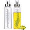 VIBINHO Oliera Salvagoccia, 2 x 500ML Dosatore Olio con Scala Graduata Chiara, Bottiglia in Vetro con Beccuccio, Dosatore Oliera da Tavola per Cucina e BBQ