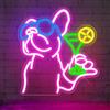 Lxmoneon Bulldog Francese Insegna al neon a LED con cocktail | insegne luminose al neon cani Martini,cocktail bar insegne per cucina ristorante club pub caverna dell'uomo Regalo