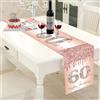 Creaher Runner da tavola con scritta Happy Birthday, in oro rosa, per 60° compleanno, per donne e 60 anni, runner da tavola di compleanno, decorazione da tavola, 180 x 35 cm