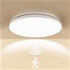 LEZOE Plafoniera LED con rilevatore di movimento 15W, 2050LM 136lm/W, Radar Lampada da soffitto con sensore di movimento, 4000K per bagno, magazzini, garage, scale, cantina, corridoio, balcone Ø25 cm
