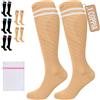 360 Relief Calze Compressione Graduata Classe 1 Donna e Uomo - 15-20 mmHg Gambaletti Compressione per Aereo, Circolazione, Infermiera, Running, Sports - Calzini Compressione S/M Beige