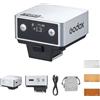 Godox IT20 S IT20S - Mini flash per fotocamera Sony, TTL Godox Flash, oltre 700 ore a piena potenza, tempo di riciclo 1,5 s, ricarica USB-C, con diffusore magnetico e filtro, argento