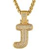 GOLDCHIC JEWELRY Collana Lettera Bubble Collana Oro Iniziale J con CZ, Collana Iniziale Bubble per Uomo e Donna Collana Catena Acciaio Bling con Ciondolo Lettera Bubble J