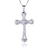 Halukakah Collana Pendente Croce per Uomini in Moissanite,1,0 ct Diamanti Coltivati in Laboratorio,Placcato in Oro Bianco Platino Argento Sterling 925,Catena a Scatola 45cm,Gioielli Religiosi di Lusso
