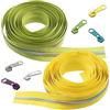 Aerzetix - Kit di Cerniera Lampo a Spirale 2x5 m N°5 Lime e Giallo Limone + 30 cursori N°5 Non bloccabile in Metallo - Cucito merceria Sartoria progetti creativi