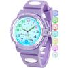 GUUMUXIN Orologio Analogico,Luci Colorate,30m Impermeabile,TPU,5-14 Anni