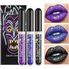 ZDHSOY Set di 3 rossetti liquidi glitterati con glitter, colore nero, viola, blu, set di rossetti liquidi scintillanti, luccicanti, lucidi, per donne (set-D)
