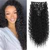XFSRG Extension capelli ricci afro con clip posticcio voluminoso e realistico, facile da applicare, perfetto per feste a tema, concerti, look quotidiani e abbinamenti di moda originali (Nero-1b)