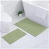 Homaxy Set di 2 tappetini da bagno in ciniglia, antiscivolo, morbidi e assorbenti, lavabili, 40 x 60 cm + 60 x 90 cm, verde salvia