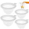 BOTEWO Filtro Cucina in Plastica a Maglia Fine: 4 Pezzi Setaccio per Alimenti - Setaccio Filtro a Rete Riutilizzabile, Filtri in Nylon per Filtrare Liquori, Succhi, Oli, Latte, Caffè e Vino（15cm）