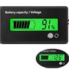 Intckwan DC 12V 24V 36V 48V 72V 84V Battery Meter with Alarm, Battery Tester Battery Capacity Voltage Indicator Battery Display Monitors Lead Acid and Lithium Ion Battery Indicator, Green