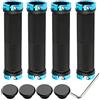 QitinDasen 2 Paia Premium Impugnature Bici, Ergonomici Manubrio Bicicletta, Maniglia Gomma Antiscivolo, Doppio Serratura in Alluminio, Impugnature Bici per Diametro Esterno di 22mm (Blu)