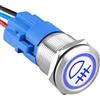 ETOPARS Acciaio Inossidabile 19mm Interruttore a Pulsante 12V 5A Interruttore a Levetta per Auto Impermeabile Metallo Interruttore a Bilanciere con Filo Blu Luce Retro Nebbia
