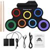 NEWFUN Batteria Elettronica Adulti, Tappetino Arrotolabile per Esercitarsi con 7 Drum Pad in Silicone con Mazzette e Pedale per Principianti