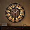 Maxstar Orologio da Parete 60CM per Soggiorno a Batteria, Silenzioso Senza Ticchettio, Stile Legno Metallo, LED Moderno Camera/Ufficio (Numeri Arabi, Nero-24)