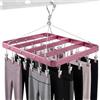 trrcylp Appendini per pantaloni Stendibiancheria con clip in metallo con 36 clip antivento, appendiabiti pieghevoli per biancheria per jeans, yoga, leggings, pantaloni, calzini, reggiseni (rosa)