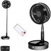 UN UNITEDTIME ventilatore portatile pieghevole ricaricabile [telecomando] a batteria pieghevole in piedi ventilatore a pedestallo, 4 velocità, timer per il viaggio in campeggio, camera da letto(Nero)