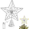 KATELUO Stella Puntale per Albero di Natale, 25 cm con 10 LED - Luminoso Christmas Tree Topper per Feste Casa