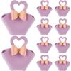 CALFOVERA 10 Set di Scatole Portaconfetti in Pelle PU Viola con Fiocco Mini Borse in Pelle per Confezioni Regalo Sacchetti per Caramelle Riutilizzabili Borsette per Dolcetti con Manico A Forma