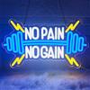 Lxmoneon No Pain No Gain Insegna al neon per l'arredamento della palestra | dimmerabili LED neon Luci palestra con bilanciere per camera letto Stanza del ragazzo Sala fitness Palestra