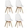 GrandCA HOME Set di 4 Sedie da Pranzo, Sedie da Cucina Moderne con Seduta Rivestita in pelle e Gambe in Faggio, Adatte a Cucine e Sale da Pranzo - Bianco
