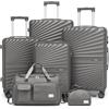 Joyway Set di bagagli 6 pezzi a guscio duro Leggero con 4 ruote e serratura TSA Il set di bagagli include 1 borsa da viaggio multifunzionale e 1 borsa da toilette Grigio