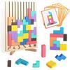 Goujfol Tetris, Puzzle Legno, Giochi Montessori, Giocattolo Intelligenti per Bambini, Puzzle di Legno Tetris, Giochi Montessori Bambini 3 4 5 6 Anni, Intelligenza Jigsaw Rompicapo
