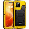 Lanhiem Cover per iPhone 13 IP68 Impermeabile, Metallo 360°Completa Waterproof Case con Protezione Schermo, Militare Antiurto Armor, Subacquea Antipolvere Custodia per iPhone 13, Giallo