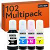 Supply Guy Inchiostro compatibili con Epson 102 per EcoTank ET-4850 ET-2850 ET-2856 ET-3850 ET-4856 ET-15000 (4 Flaconi di Inchiostro da 1x127ml, 3x70ml)