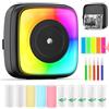 HUIJUTCHEN Mini stampante di Adesivi, Stampante Tascabile Portatile Stampante Termica con illuminazione a Colori Compatibile con Android/iOS per Diario, Memo, Note Regali per Bambini Compleanni
