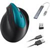 Wowssyo Mouse wireless ergonomico 3 modalità [Bluetooth 5.2, 2.4G, cablato] Wireless verticale, mouse bluetooth senza fili 1200/1600/2400/3200/6400/9600 DPI, ricaricabile, 6 tasti, PC/Mac verde