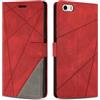 SONWO Cover per iPhone 5 / iPhone 5s, Flip Caso in PU Pelle Case Cover Custodia con Slot per Schede e Supporto Stand per iPhone 5 / iPhone 5s, Rosso
