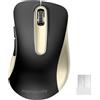 memzuoix Mouse Wireless 2.4GHz, Mouse Ottico Portatile 1400 DPI con Mini Ricevitore USB, 5 Tasti e Funzionamento a Batterie per Laptop, Desktop, MacBook - Oro Nero