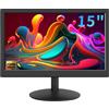 KCR Monitor da scrivania LED, 1920 * 1080 Monitor LED,con ingressi HDMI e VGA, altoparlanti integrati, tempo di risposta di 5 ms, montaggio VESA, 15 pollici