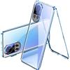 MEIQIBAO Cover per Oppo Reno10 Pro/Reno10 Custodia Magnetica con Adsorbimento Vetro Temperato Trasparente a Doppia Faccia Protezione a 360 gradi Cornice Metallica Resistente ai Graffi, blu