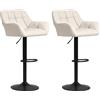 HOMCOM Set 2 Sgabelli da Bar Regolabili in Altezza, in Similpelle e Tessuto effetto Lino, Crema | Aosom Italy