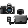 Nikon Kit Fotocamera Mirrorless Nikon Z50 + Obiettivo Nikkor 16-50mm + Borsa a Tracolla + Memoria 16GB Nera - Prodotto in Italiano
