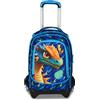 SJ GANG STYLE JAM GANG Trolley Scuola Jack 3 Ruote Dragon Glide, Blu, 3 in 1, Zaino Triplo Uso con Carrello Sganciabile, 33 L, Zaino Scuola Elementare, Zaino Bambino